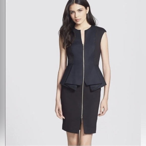 TED BAKER LONDON Jumana' Zip Front Peplum dress black - Picture 1 of 10
